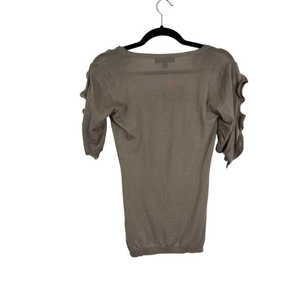 Vintage Burberry Ruffle Zip Sweater Merino Wool Silk S - Picture 2 of 12